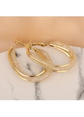 Gold jewelry,1 Pair Gold Circular Shape Metal Detail Earrings