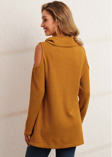 Ginger tops,Plain Color tops,ROTITA Lace Patchwork Ginger Cowl Neck Long Sleeve Sweatshirt