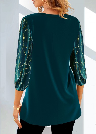 Blackish Green tops,Dot tops,ROTITA Hot Stamping Dot Velvet Blackish Green T Shirt