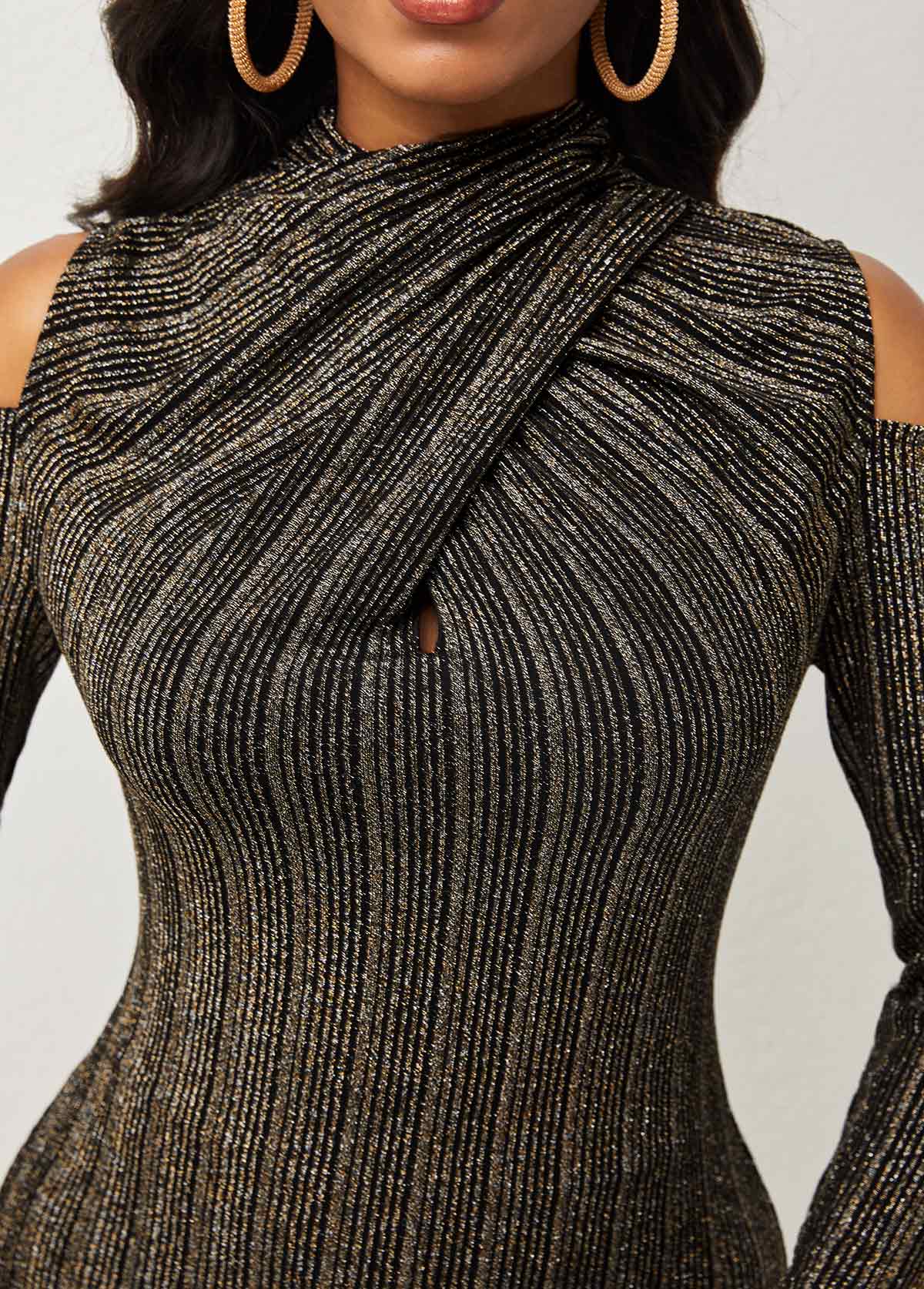 Black tops,Striped tops,ROTITA Striped Cold Shoulder Long Sleeve T Shirt