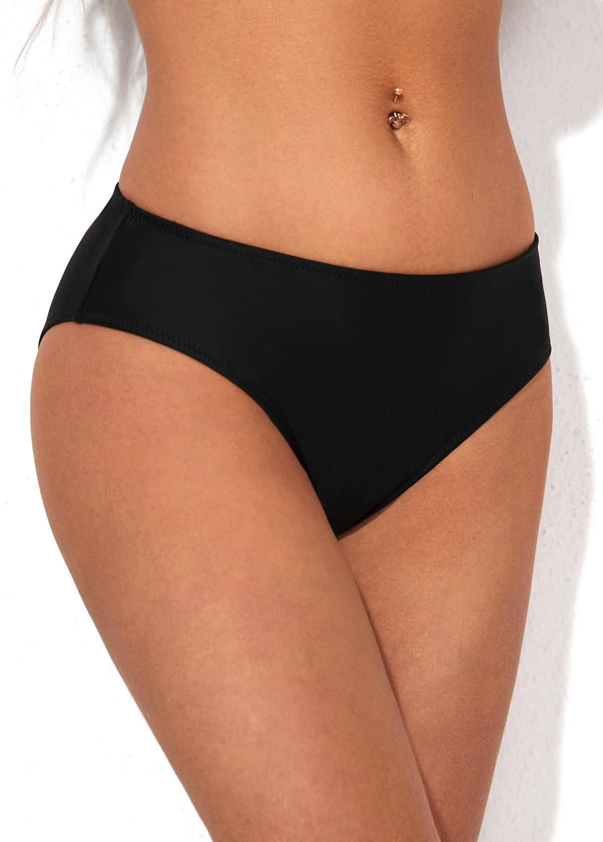 Black swimwear,Plain Color swimwear,ROTITA Black Low Waist Bikini Bottom for Women