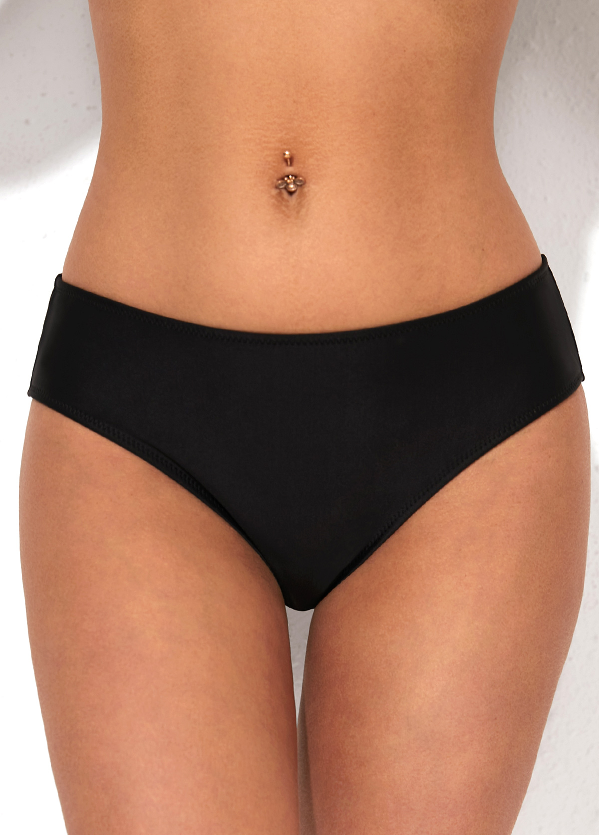Black swimwear,Plain Color swimwear,ROTITA Black Low Waist Bikini Bottom for Women