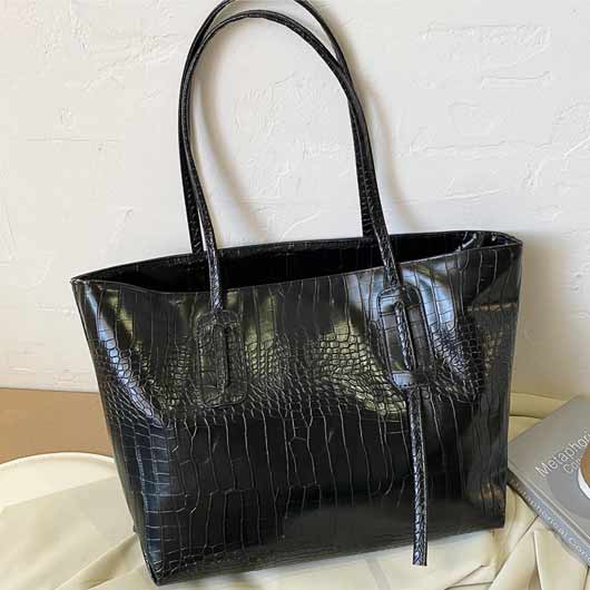 Rectangular Design Black Shoulder Bag for Women