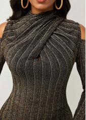 Black tops,Striped tops,ROTITA Striped Cold Shoulder Long Sleeve T Shirt