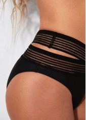 Black swimwear,Plain Color swimwear,ROTITA High Waisted Black Cross Strap Swimwear Panty