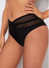 Black swimwear,Plain Color swimwear,ROTITA High Waisted Black Cross Strap Swimwear Panty