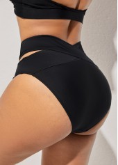 Black swimwear,Plain Color swimwear,ROTITA Halter Cross Strap Black Bikini Set