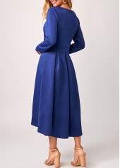 Royal Blue dresses,Plain Color dresses,ROTITA Royal Blue Cross Front Long Sleeve Dress