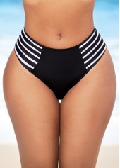 Multi Color swimwear,Striped swimwear,ROTITA Mid Waist Striped Spaghetti Strap Bikini Set