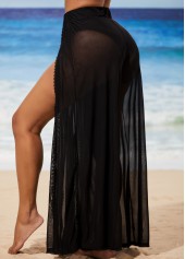 Black swimwear,Plain Color swimwear,ROTITA Side Slit Black High Waisted Beach Pants