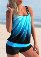 Blue swimwear,Ombre swimwear,ROTITA Double Straps Ombre Blue Tankini Top