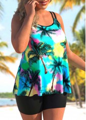 Multi Color plus size,Dazzle Colorful plus size,ROTITA Plus Size Colorful Tropical Print Tankini Top