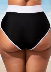 Black swimwear,Contrast Color swimwear,ROTITA High Waisted Contrast Black Bikini Set