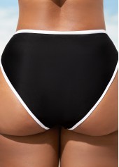 Black swimwear,Contrast Color swimwear,ROTITA Contrast Stitch Black Cross Strap Bikini Set