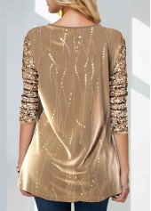 Gold plus size,Plain Color plus size,ROTITA Plus Size Sequin Hot Stamping Gold Sweatshirt