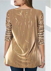 Gold plus size,Plain Color plus size,ROTITA Plus Size Sequin Hot Stamping Gold Sweatshirt