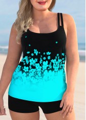 Floral Print Plus Size Ombre Tankini Set