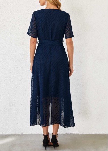 Navy dresses,ROTITA Belted Chiffon Cut Flowers Navy Blue Dress