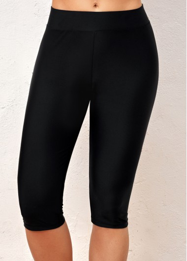 Black swimwear,Plain Color swimwear,High Waist Black Skinny Swim Shorts