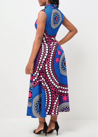 Multi Color dresses,Tribal dresses,ROTITA Tribal Print Multi Color Double Side Pockets Dress