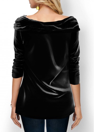 Black tops,Floral tops,ROTITA Valentines Black Rose Print Boat Neck T Shirt