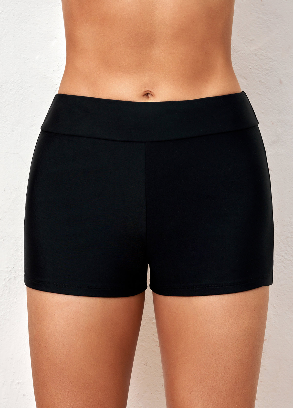 ROTITA Black Skinny Mid Waisted Swimwear Shorts