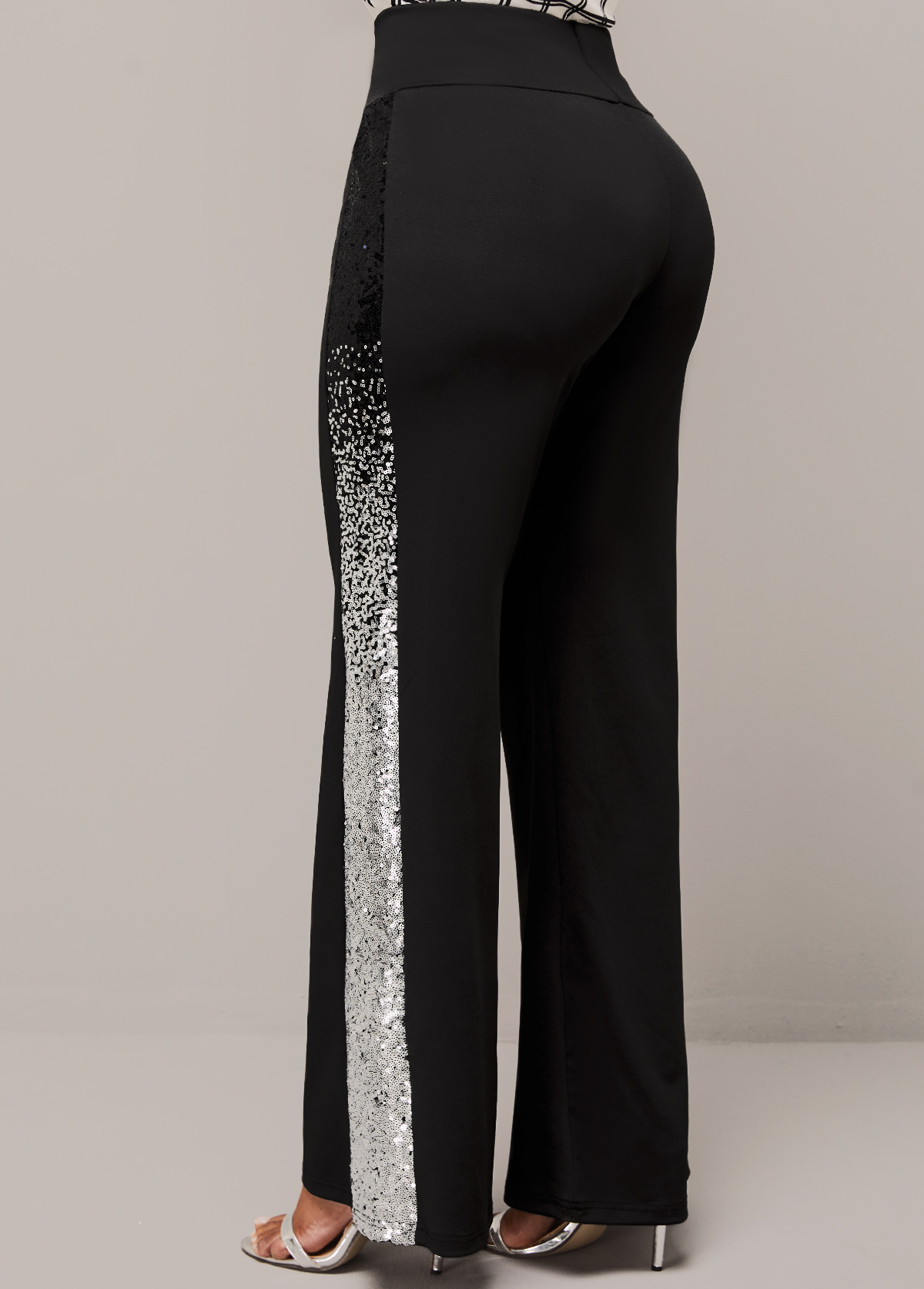 ROTITA Black Sequin Ombre High Waisted Pants | Rotita.com - USD $21.98