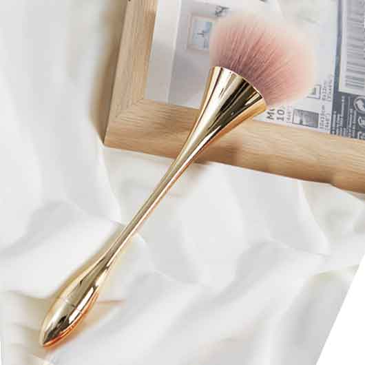 Plastic Handle Gold Brown Makeup Brush