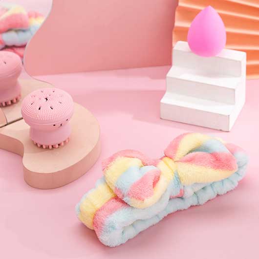 Striped Bowknot Pink Waterdrop Face Washing Set