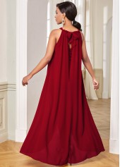 Red jumpsuits & rompers,Plain Color jumpsuits & rompers,ROTITA Chiffon Embellished Neck Overlay Sleeveless Jumpsuit