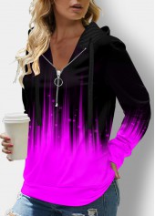 Rotita Langarm-Kapuzenpullover mit Viertelreißverschluss und Ombre-Effekt