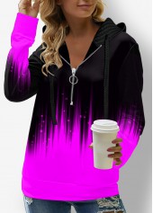 Purple tops,Ombre tops,ROTITA Long Sleeve Ombre Quarter Zip Hoodie