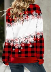 Red tops,Christmas tops,Plaid tops,Letter tops,ROTITA Christmas Snowman Print Drawstring Red Sweatshirt