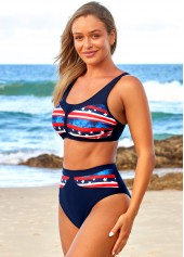 Flag swimwear,ROTITA High Waisted American Flag Print Bikini Set