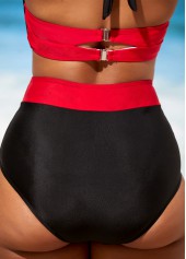 Contrast Color swimwear,ROTITA High Waisted Color Block Bowknot Bikini Set