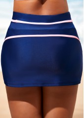 Contrast Color swimwear,ROTITA Contrast Stitch Navy Blue High Waist Bikini Set