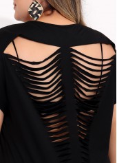 Black plus size,Plain Color plus size,ROTITA Black Plus Size Sheer Back Short Sleeve Cover Up
