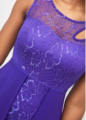 Plain Color dresses,ROTITA Lavender Chiffon Cutout Lace Patchwork Dress