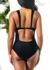 Black swimwear,Leopard swimwear,Black Cutout Back Leopard One Piece Swimwear