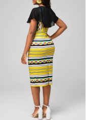 Multi Color dresses,Striped dresses,ROTITA Chiffon Panel Striped Multi Color Bodycon Dress