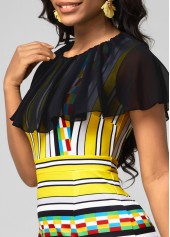 Multi Color dresses,Striped dresses,ROTITA Chiffon Panel Striped Multi Color Bodycon Dress