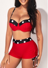 ROTITA Polka Dot High Waisted Red Bikini Set