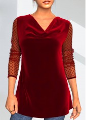 ROTITA T-shirt à pois en velours rouge pour la Saint-Valentin