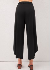 Black bottoms,Plain Color bottoms,ROTITA High Waisted Black Side Slit Pants