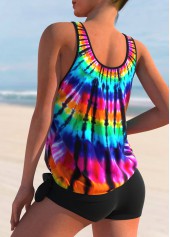 Rainbow Color swimwear,Ombre swimwear,ROTITA Rainbow Color Ombre Tie Dye Print Tankini Top