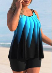 Blue plus size,Ombre plus size,ROTITA Plus Size Blue Ombre Tankini Top