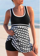 Rotita Criss Cross Tankini-Top in Schwarz mit Punkten-Kein Boden