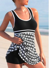 Rotita Criss Cross Tankini-Top in Schwarz mit Punkten-Kein Boden