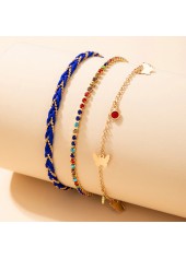 Multi Color jewelry,Rhinestone Multi Color Butterfly Detail Anklets Set