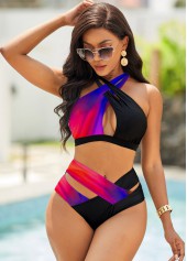 ROTITA Black High Waisted Ombre Bikini Set
